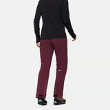 Back on-model view of women's maroon Mammut Taiss Guide SO pants