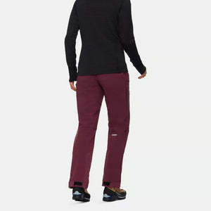 Back on-model view of women's maroon Mammut Taiss Guide SO pants
