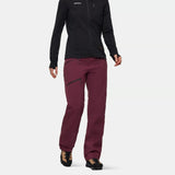 Front on-model view of women's maroon Mammut Taiss Guide SO pants