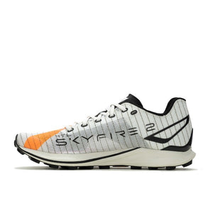 Inner side view of men`s Merrell MTL Skyfire 2 Matryx trail running shoe in white/multi