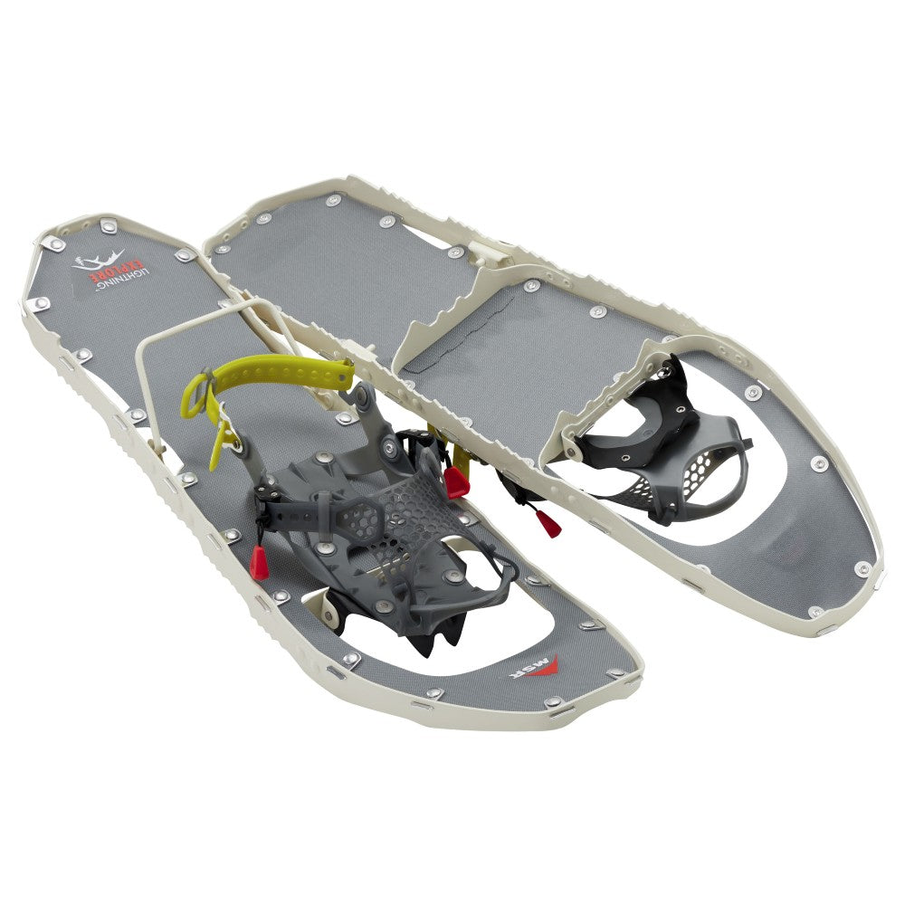 Angled view of women's MSR Lightning Explore snowshoes