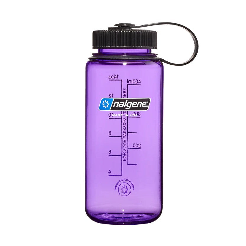 Nalgene 16 oz water bottle with wide mouth in purple colour