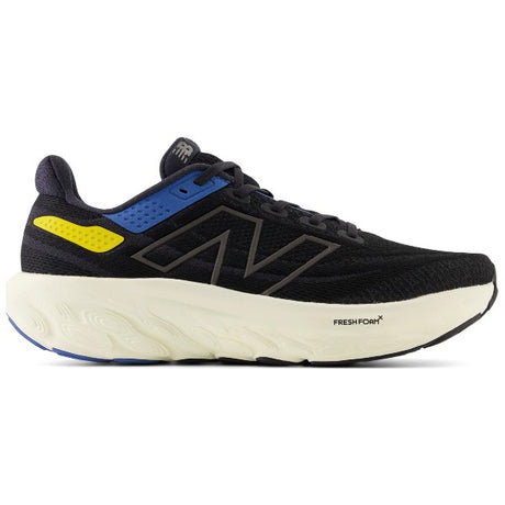 Side view of men's New Balance Fresh Foam X 1080v13 running shoe in black/blue agate