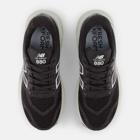 Top view of women's New Balance Fresh Foam X 880 v15 running shoes in black/silver
