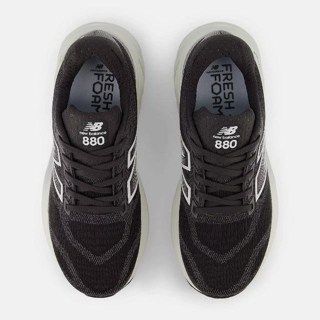 Top view of women's New Balance Fresh Foam X 880 v15 running shoes in black/silver