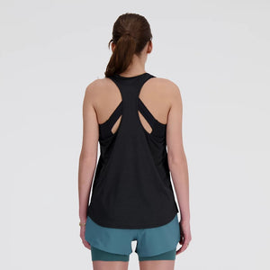 Back view of women's black New Balance Athletics tank top