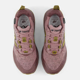 Top view of women's pink/gold New Balance Hierro v9 Gore-Tex trail running shoes