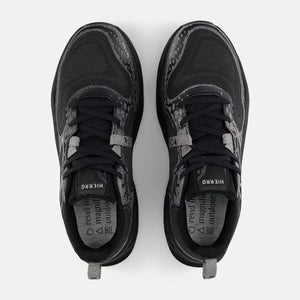Top view of men's New Balance Fresh Foam X Hierro v8 running shoe in black/shadow grey