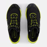 Top view of men's New Balance Minimus Trail running shoes in black/lemon colour