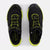 Top view of men's New Balance Minimus Trail running shoes in black/lemon colour