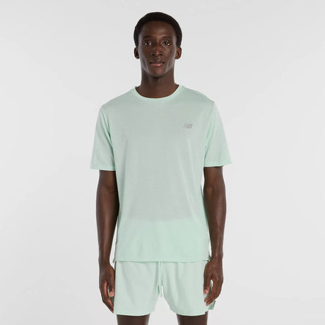 Front view of men's mint New Balance Athletics t-shirt