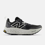 Side view of women's New Balance Fresh Foam X Hierro v8 running shoe in black/grey
