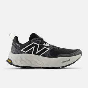 Side view of women's New Balance Fresh Foam X Hierro v8 running shoe in black/grey