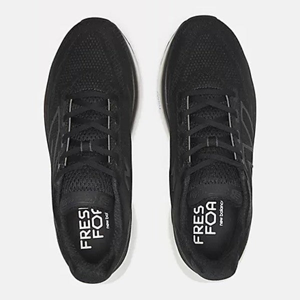 Top view of men's New Balance Fresh Foam X 1080v13 running shoes in black and white