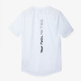 Back of women's white NNormal Race T-Shirt