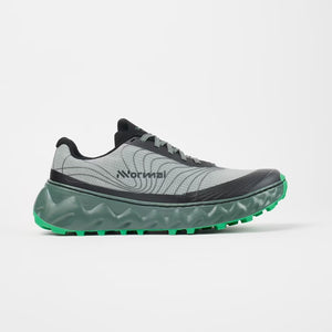 Side view of NNormal Tomir 2.0 trail running shoe in green