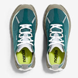 Top view of teal ('horizon') norda 001a trail running shoes