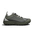 Side view of green ('serpentine') norda 001a trail running shoe