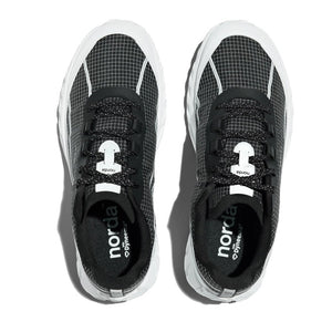 Top view of norda 002 running shoes in summit black