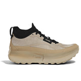Side view of beige/black norda 055 trail running shoe