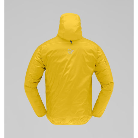 Back view of men's Calendula (yellow) falketind aero60 hood jacket