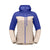 Front view of women's norrona falketind aero60 hood jacket in royal blue colour