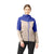 On-model view of women's norrona falketind aero60 hood jacket in royal blue colour