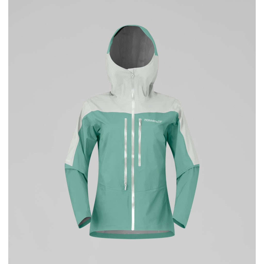Women's norrona falketind dri1 waterproof jacket in Malachite Green colour