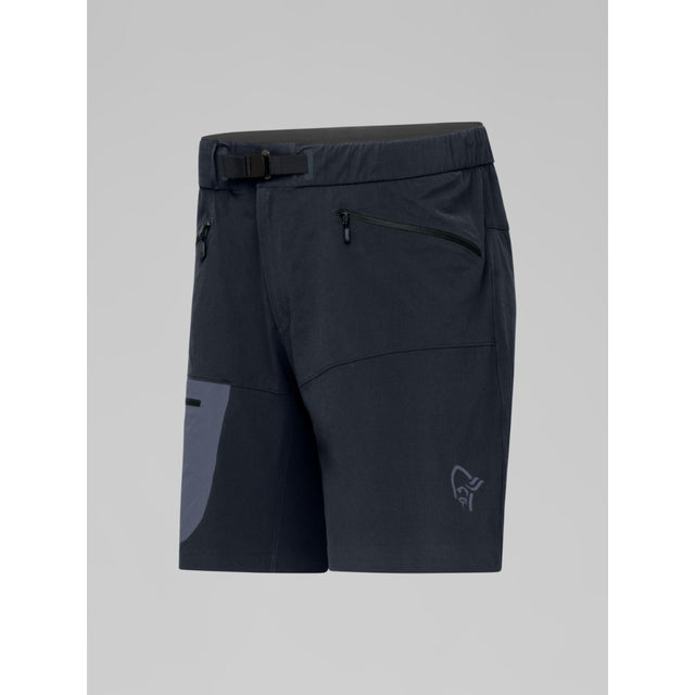 Side view of men's norrona falketind flex1 light shorts in caviar black colour