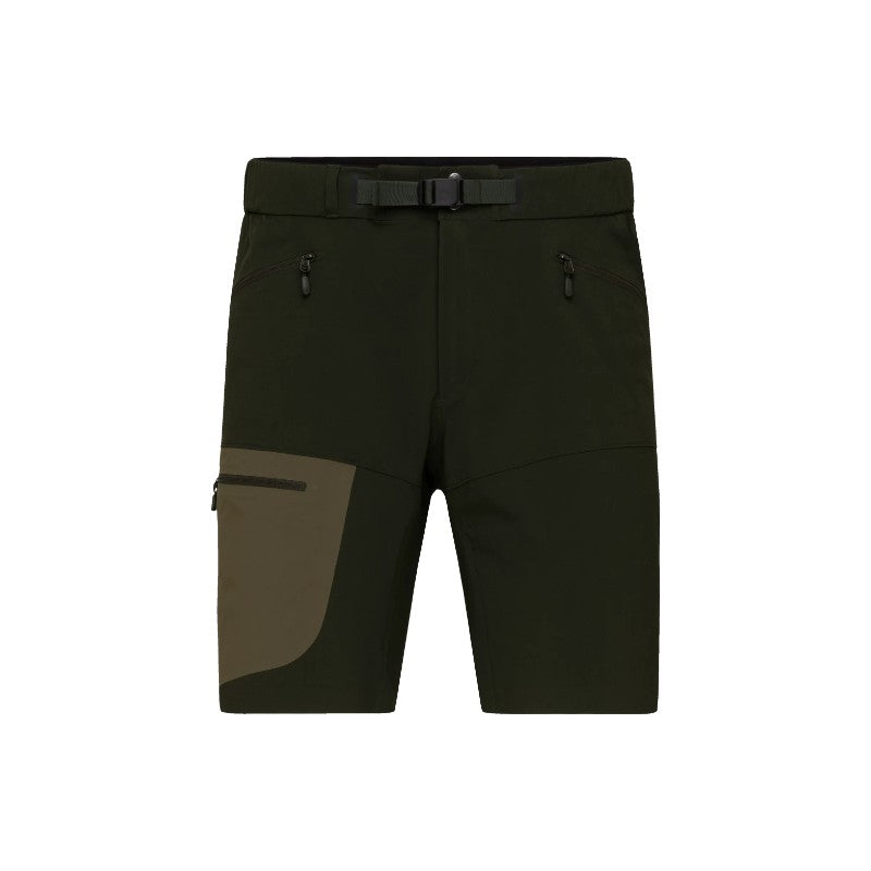 Front view of men's norrona flex1 light shorts in rosin (green)