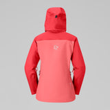 Back view of women's coral Norrona falketind Gore-Tex jacket