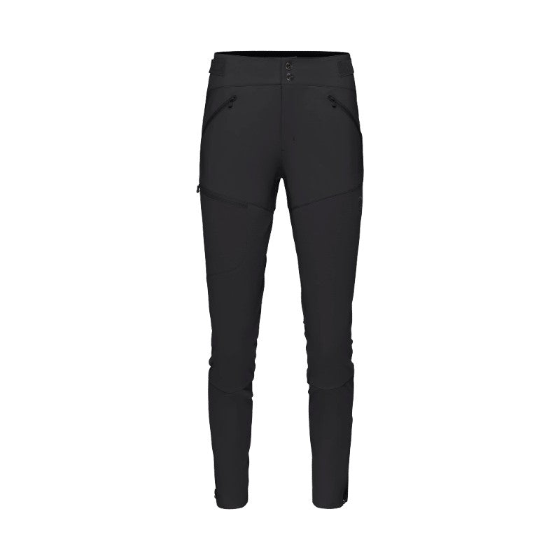 Front view of women's black norrona falketind rugged slim pants