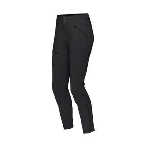 Side view of women's black norrona falketind rugged slim pants