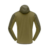 Back view of men's norrona falketind Warm2 Octa Hood jacket in olive colour