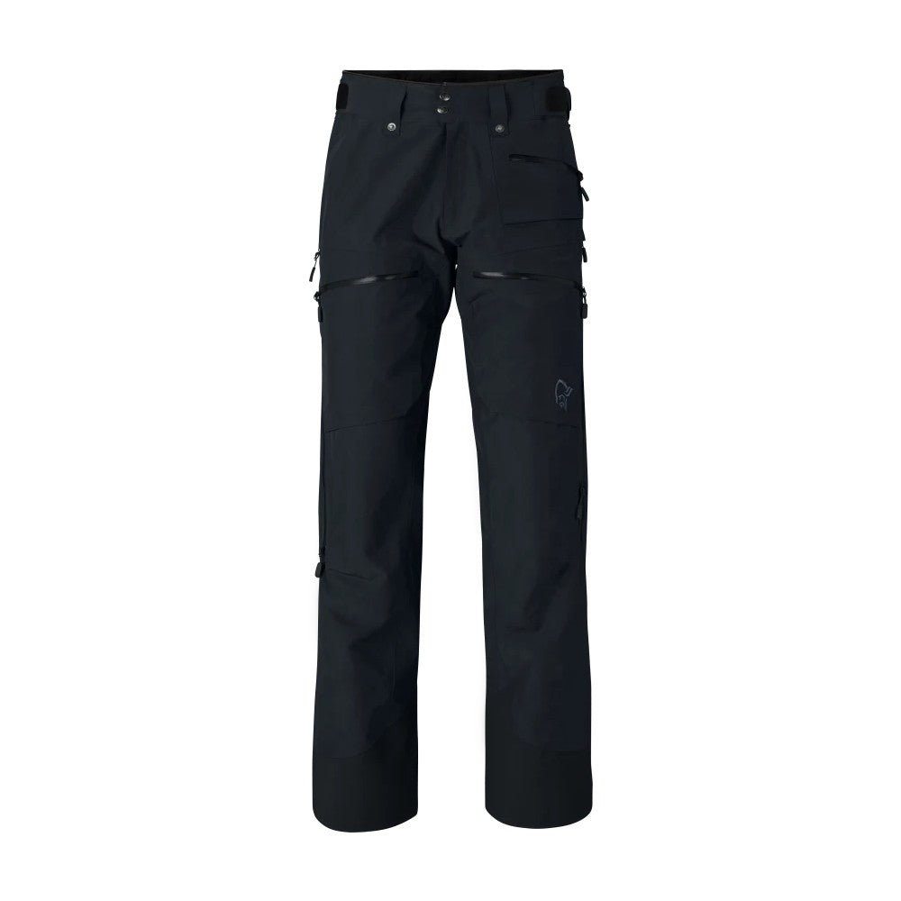 Front view of men's black norrona lofoten Gore-Tex insulated pants