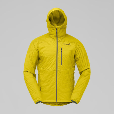 Front view of men's yellow Norrona lyngen alpha100 jacket