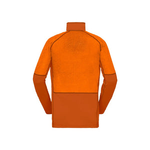 Back view of men's norrona lyngen alpha90 jacket in exuberance (orange) colour