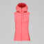 Front view of women's coral Norrona lyngen alpha90 insulated vest