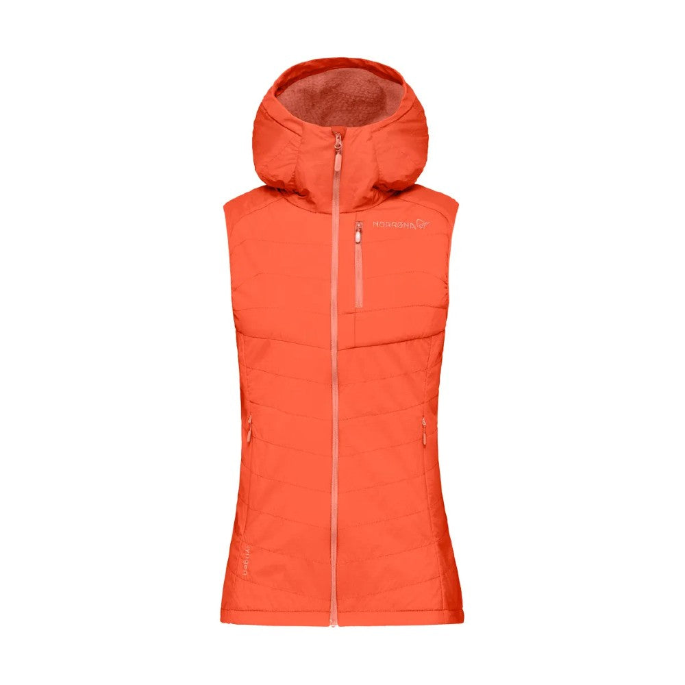 Women's norrona lyngen alpha90 vest in orange alert colour