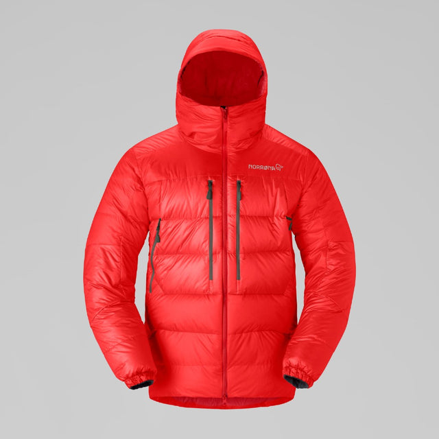 Men's red Norrona trollveggen down jacket