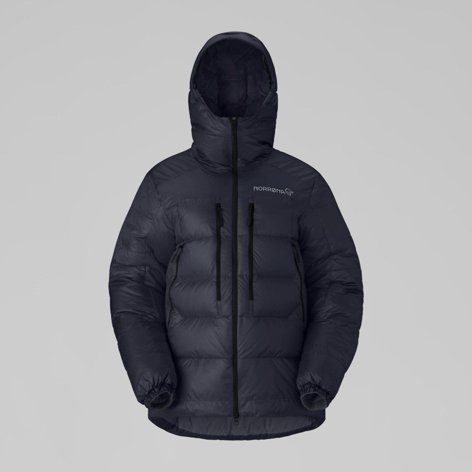 Front view of women's black Norrona trollveggen down jacket