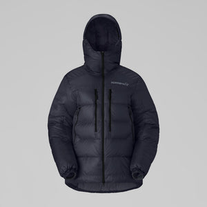 Front view of women's black Norrona trollveggen down jacket
