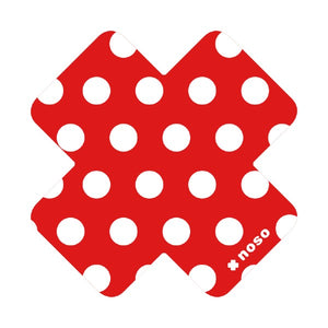 Red/white polka dot X noso repair patch