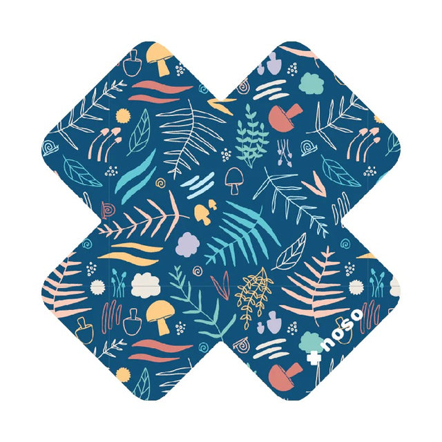 Noso X forest floor pattern with blue background