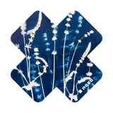 Noso blue background white wildflower outlines repair patch