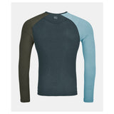 Back view of men's Ortovox 120 Comp Light long sleeve shirt in 'dark arctic grey' colour
