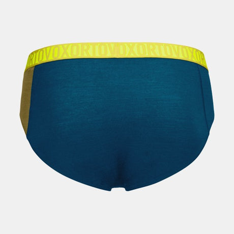 Back of men's ortovox 150 essential briefs in Petrol Blue