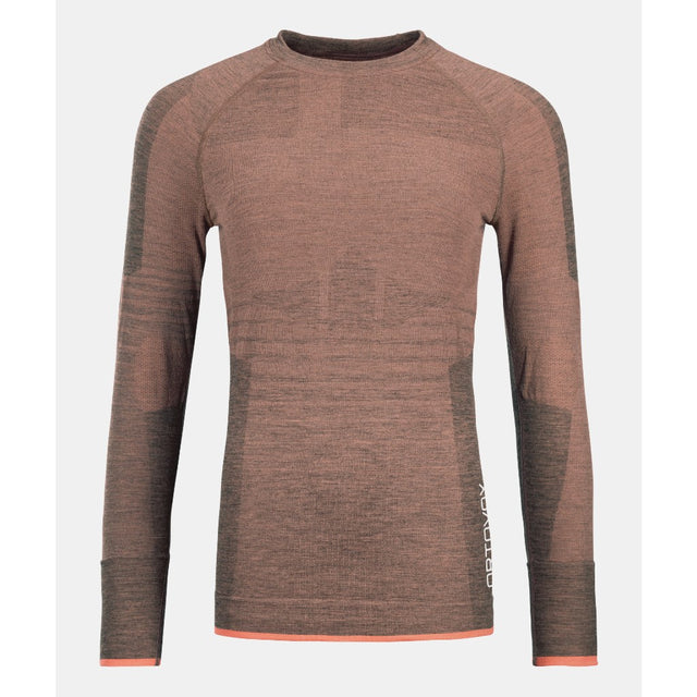 Front view of women's Ortovox 230 competition long sleeve in 'bloom' colour