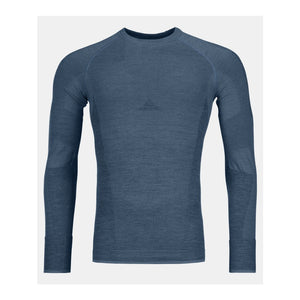 Front view of men's petrol blue Ortovox 230 Competition Long Sleeve