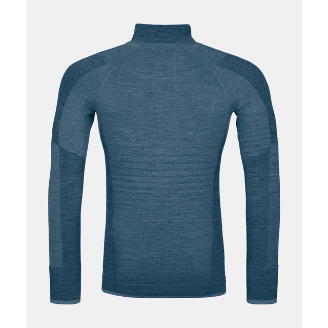 Back view of men's Ortovox 230 competition zip neck long sleeve in blue